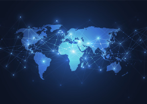 Global network connection. World map point and line composition concept of global business. Vector Illustration