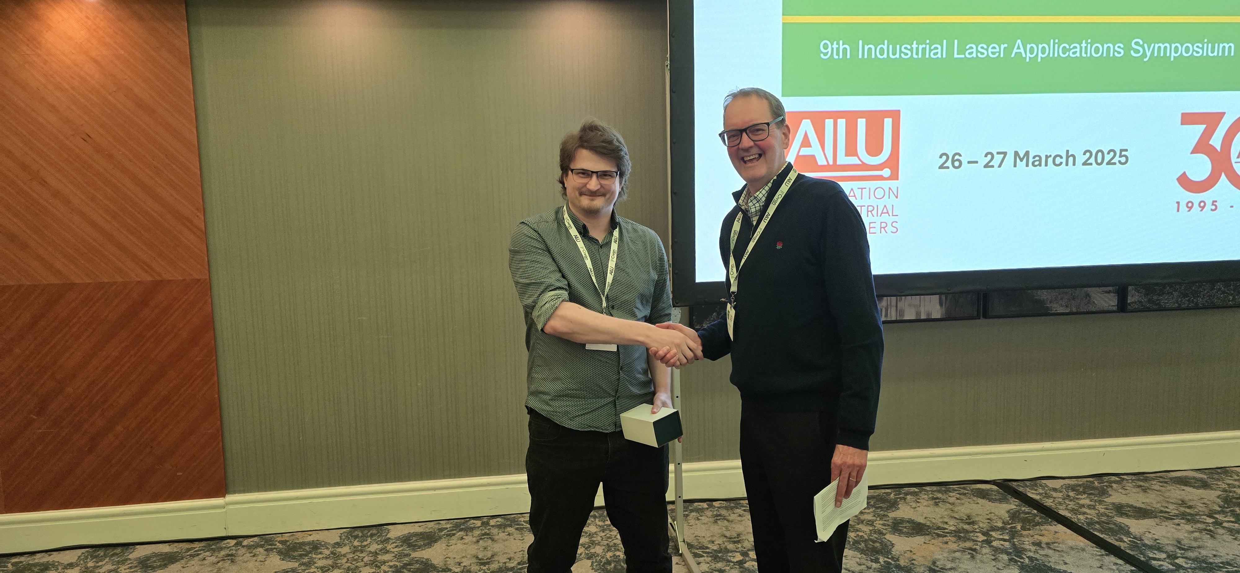 PowerPhotonic’s Alex Griffiths wins the prestigious 2025 Innovation Award (Individual) of the Association of Industrial Laser Users (AILU) for designing  new and innovative laser welding ‘Tailshaper’
